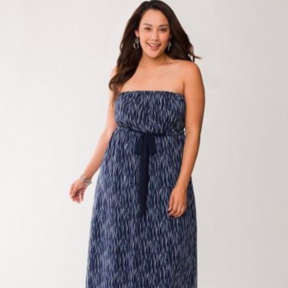 Lane Bryant Blue Chiffon Maxi - Plus Size - Picture 1 of 5
